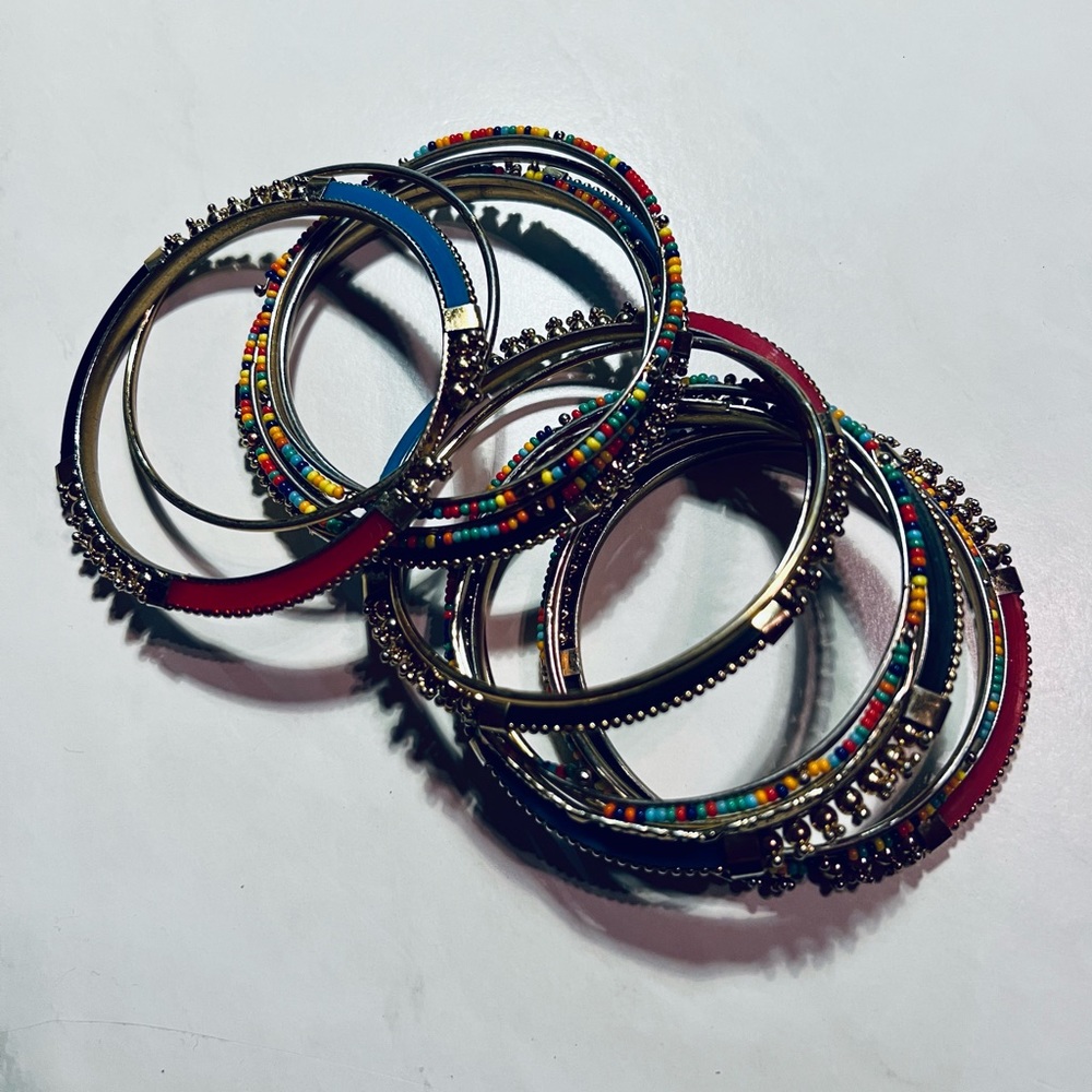 Bloomingdale’s Gold & Multicolored Beaded Bangle Set